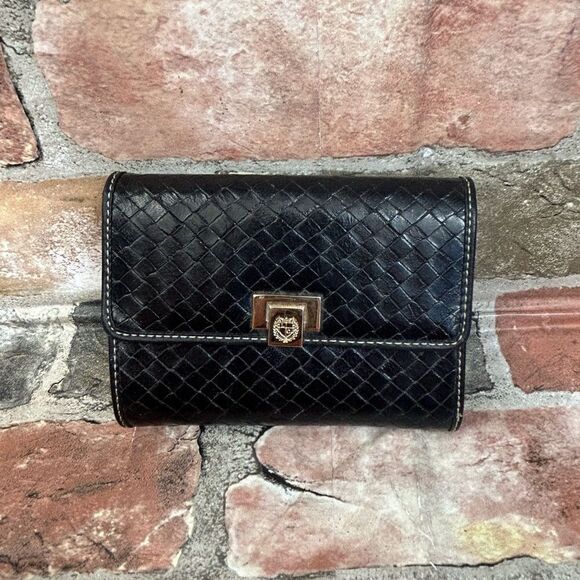 5 for $25🔥Liz Claiborne Black Vegan Leather Braided Wallet - Picture 1 of 4